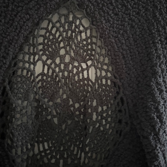 SALE...BCBGMaxAzria Unusual Chenille Sweater-Crochet Cut Out-Black -L - Picture 3 of 5